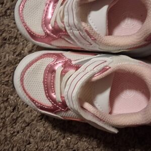 Chic Pink and White Kids Sneakers